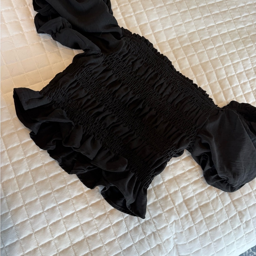 Lulu's Black Ruffled Smocked Blouse - Picture 5 of 8